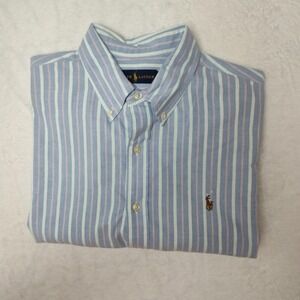 Ralph Lauren Shirt Mens Large Blue Stripe Button Down Long Sleeve Pony Logo